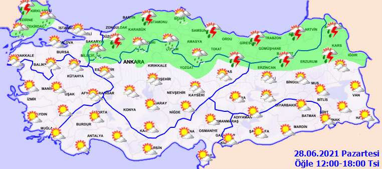 Meteoroloji'den sağanak uyarısı (28 Haziran 2021 hava durumu)